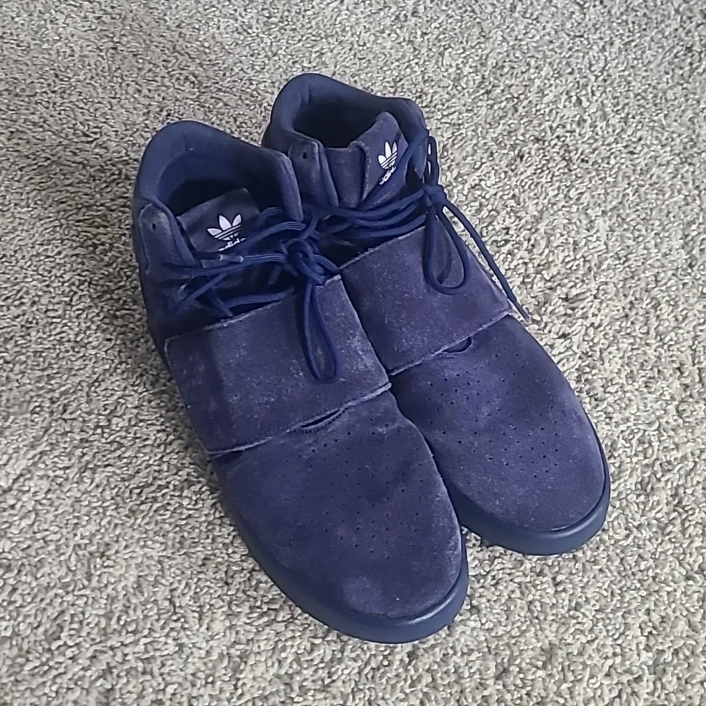 EUC Adidas Tubulae Invader Strap Suede Sneaker Dark Blue Men 10.5